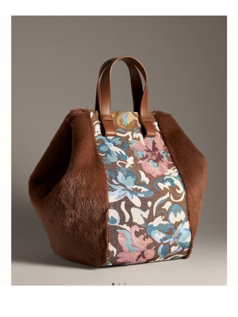 NWT Anthropologie Brown and Blue tapestry
Floral Satchel
